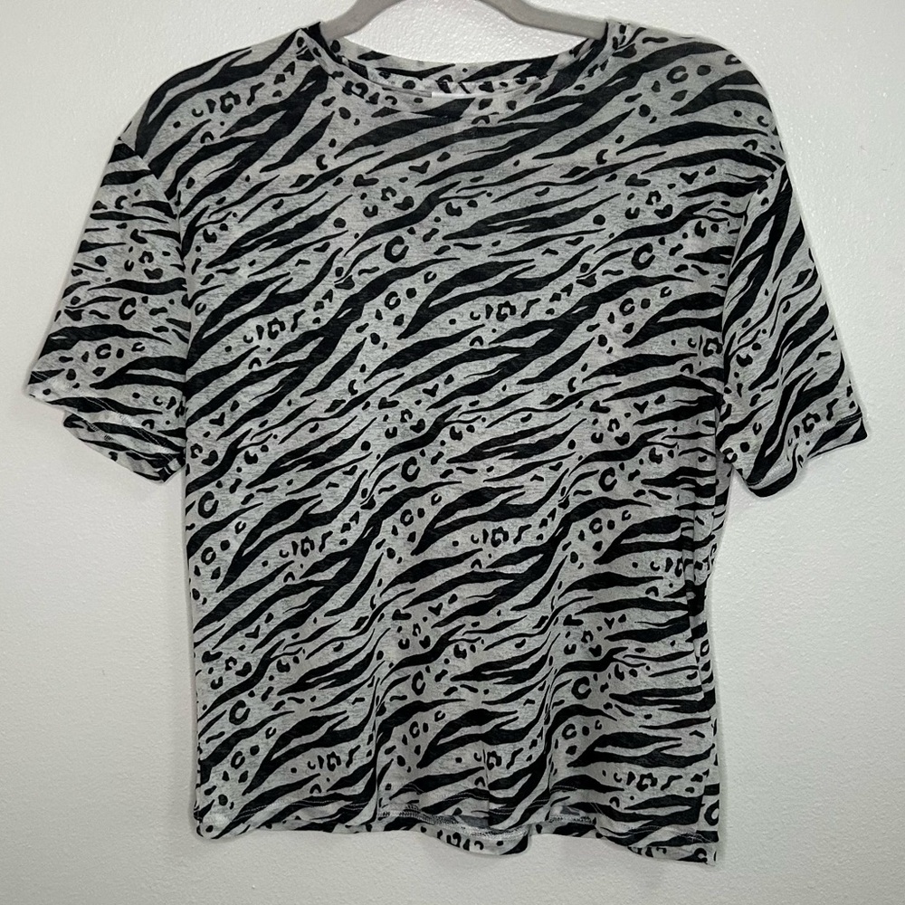 Top Shop lightweight see through shirt zebra print pattern - Picture 1 of 5